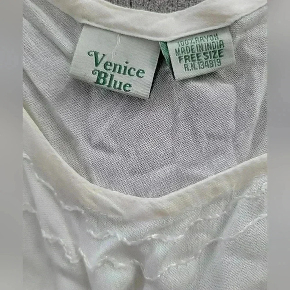 Venice Blue Ombre Dip Dye Asemetric Dress Beach Resort Blue White SZ Med/Large - Picture 5 of 5